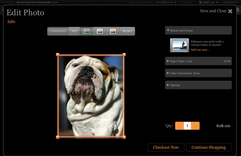 Porthos Zenfolio Edit Photo Frame