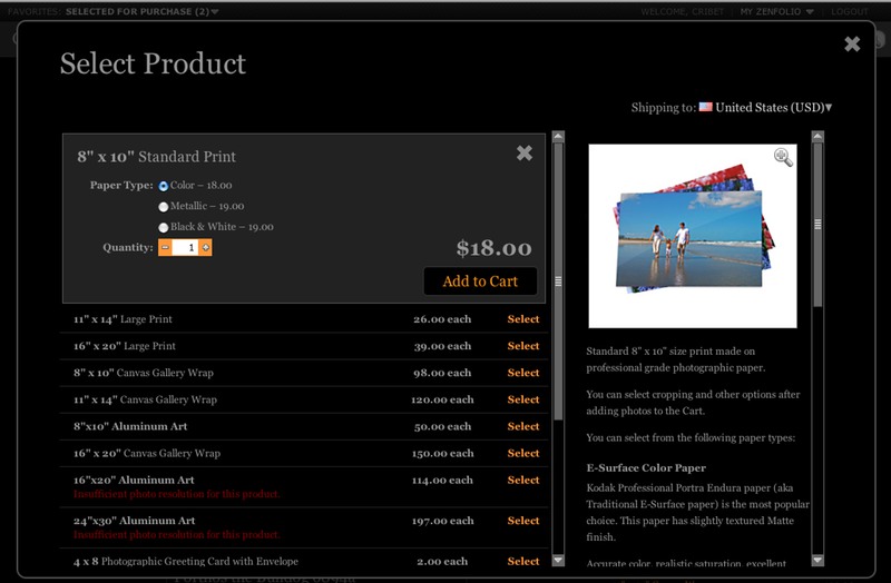 Select Product Print Step 1